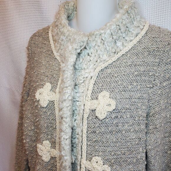 Sleeping On Snow Anthropologie Womens Cardigan Sweater Sz M Beige Button Front - Picture 2 of 12